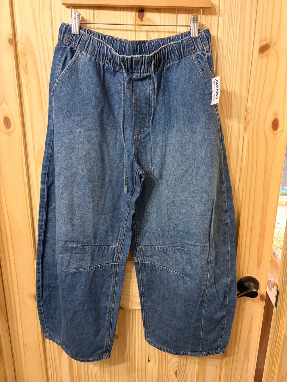 Old Navy High-Waisted Pull-On Barrel Jeans Medium Wash NWT SP Baggy Streetwear - Picture 7 of 10